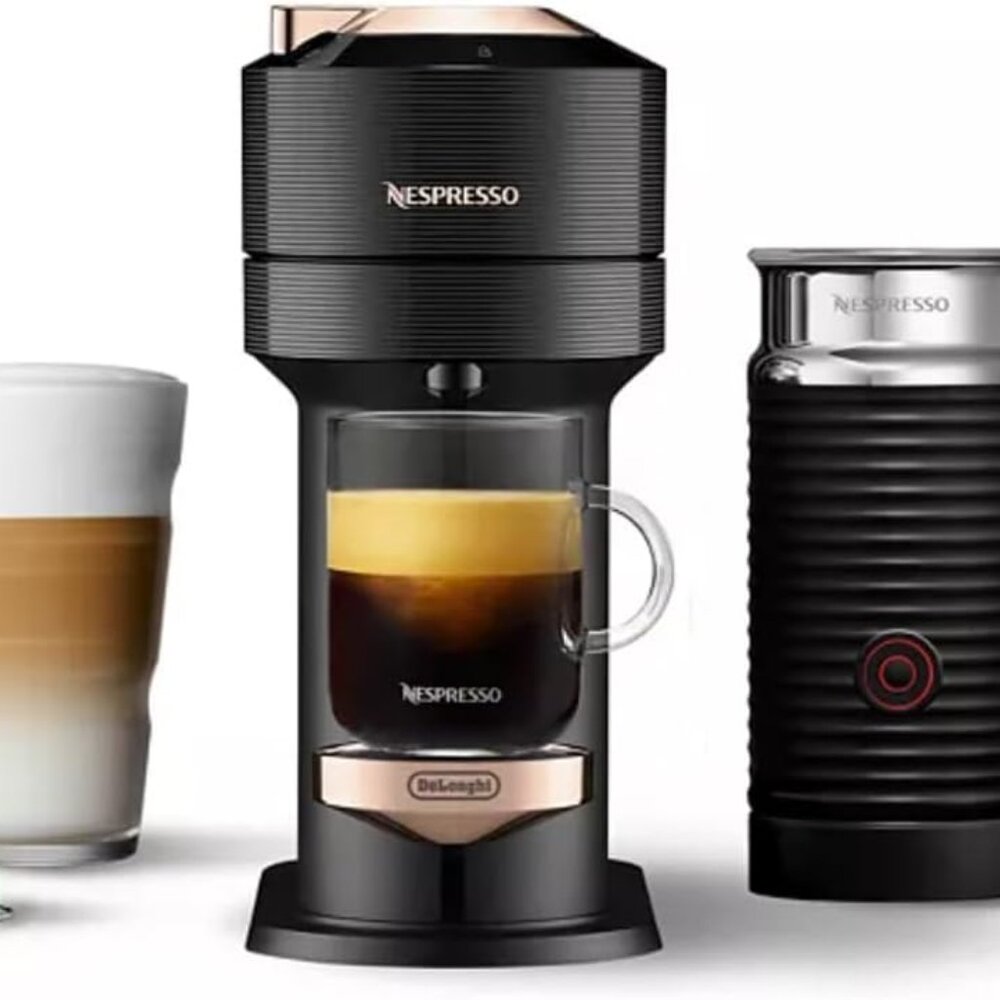 De'Longhi Nespresso Vertuo Next Coffee & Espresso Machine Black Rose Gold ENV120